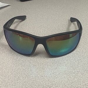 Costa Men's Wrap Sunglasses with Blue-Green Mirrored Lenses